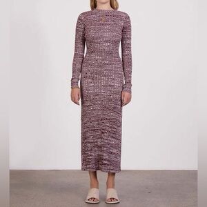 Anna Quan Charissa Long Sleeve Rib Knit Sweater Maxi Dress Mulberry AU 6 $360
